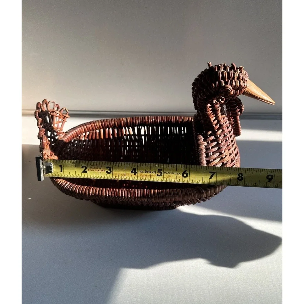 Vintage Handwoven Wicker/Rattan Duck Basket – Decorative Farmhouse Décor